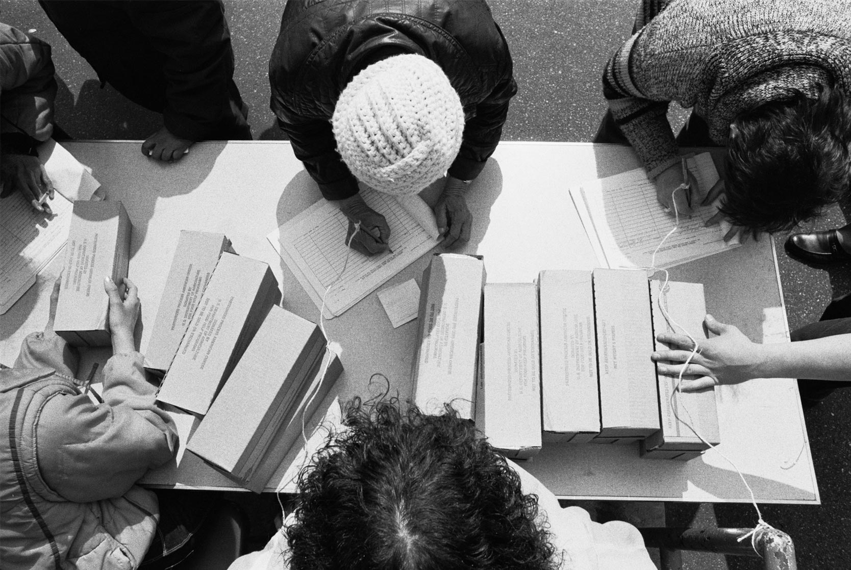 Government cheese distribution at United Bronx Parents, 1982.