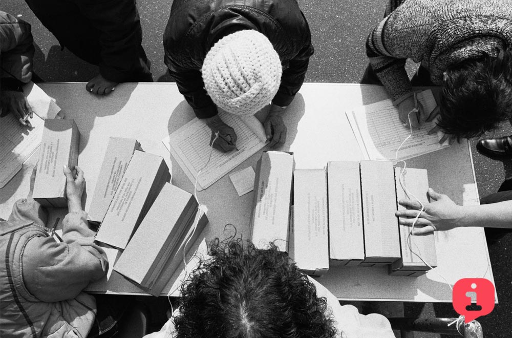 Government cheese distribution at United Bronx Parents, 1982.